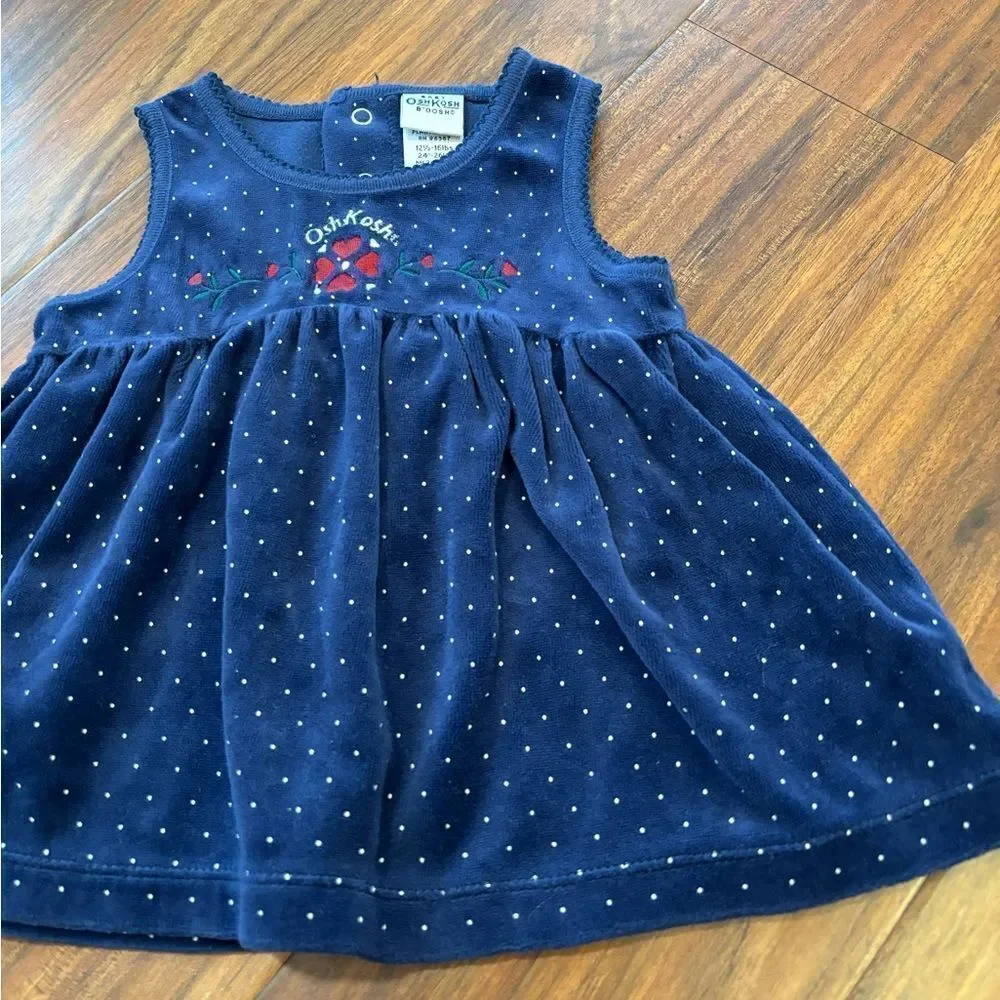 Osh Kosh B’Gosh Baby vintage velour polka dot sleeveless dress